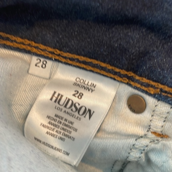 Hudson dark wash mid rise Collin skinny Jean flap back pockets size 28 - Picture 8 of 9